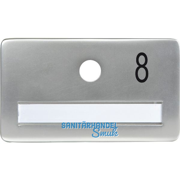SOLIDO Namensschild ohne Spion, Bohrung � 14, Alu silber eloxiert, Gravur Nr. 8