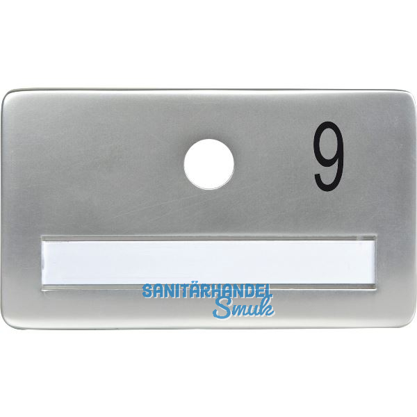 SOLIDO Namensschild ohne Spion, Bohrung � 14, Alu silber eloxiert, Gravur Nr. 9