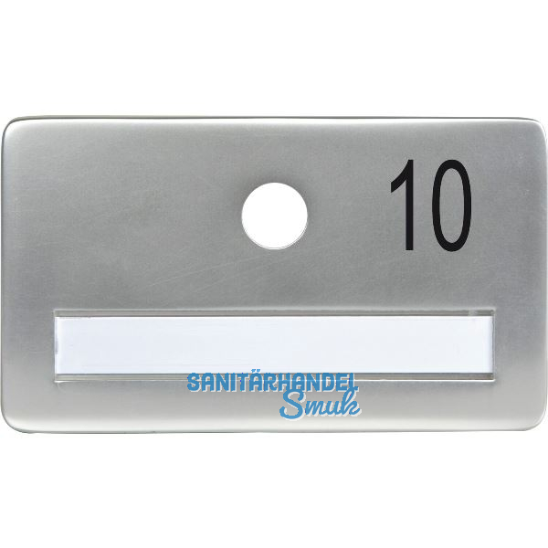 SOLIDO Namensschild ohne Spion, Bohrung � 14, Alu silber eloxiert, Gravur Nr. 10