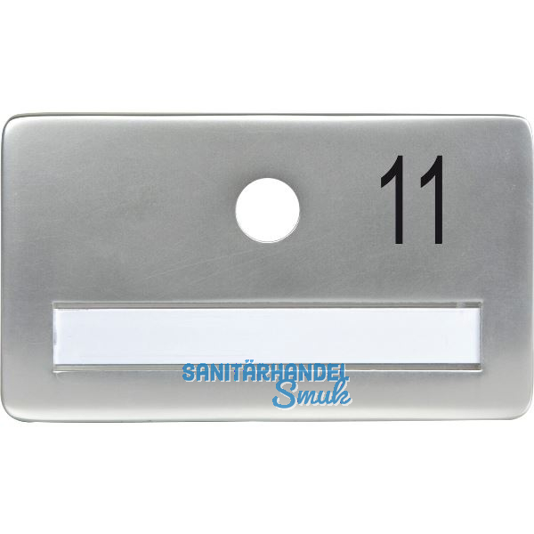 SOLIDO Namensschild ohne Spion, Bohrung � 14, Alu silber eloxiert, Gravur Nr. 11
