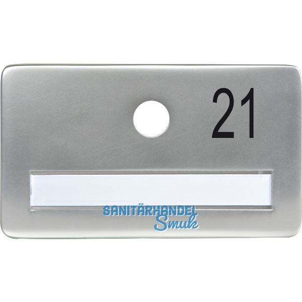 SOLIDO Namensschild ohne Spion, Bohrung � 14, Alu silber eloxiert, Gravur Nr. 21