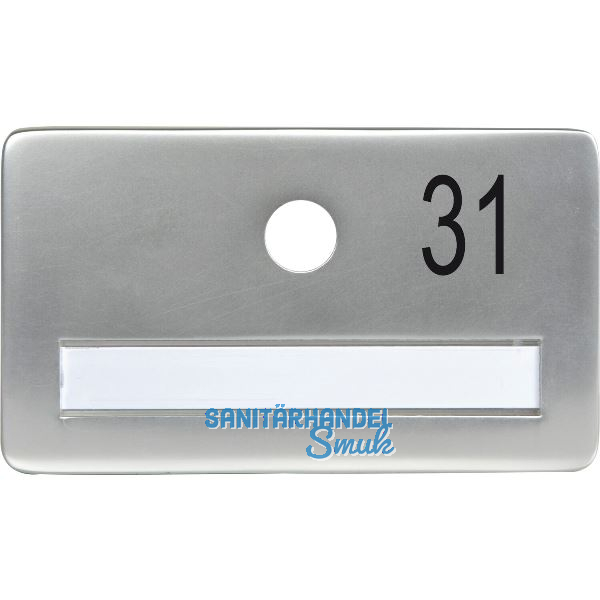 SOLIDO Namensschild ohne Spion, Bohrung � 14, Alu silber eloxiert, Gravur Nr. 31