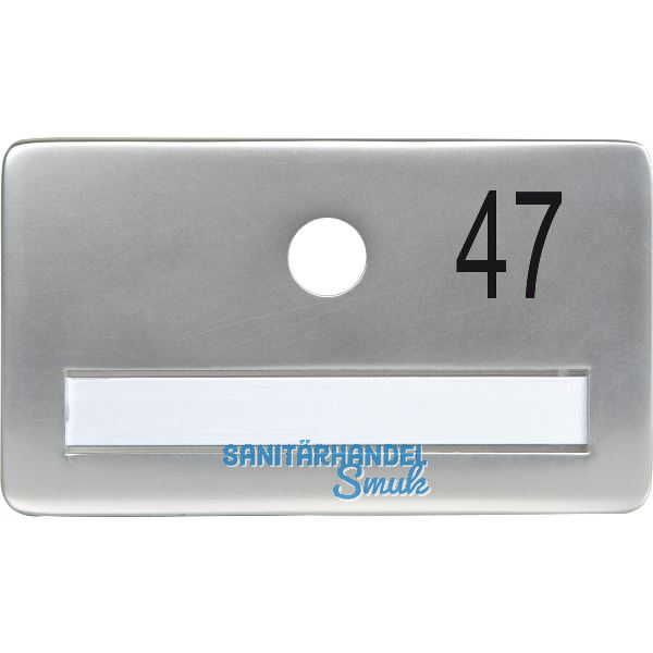 SOLIDO Namensschild ohne Spion, Bohrung � 14, Alu silber eloxiert, Gravur Nr. 47