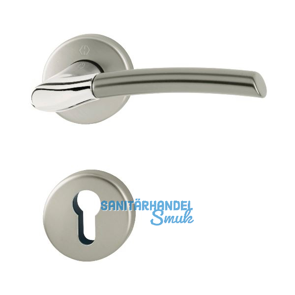 HOPPE Dr�ckergarnitur BERGEN - auf Rosette PZ, verchromt/Edelstahl-Effekt