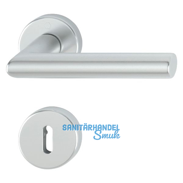 Dr�ckergarnitur AMSTERDAM auf Rosette BB, 37-47, Aluminium silber eloxiert