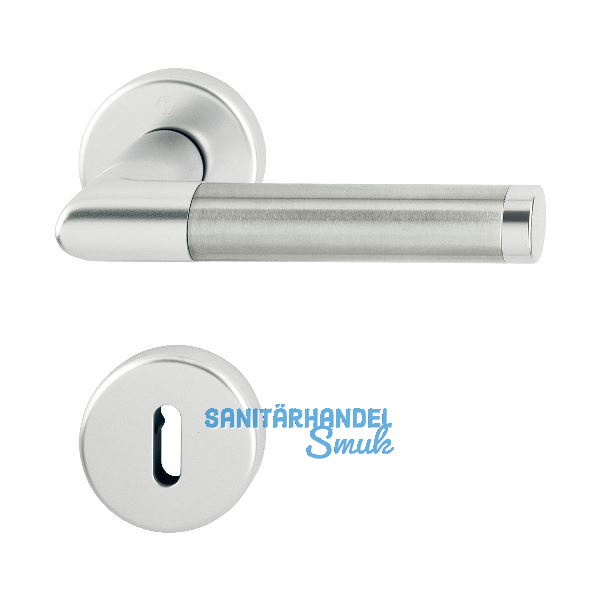 Dr�ckergarnitur AMSTERDAM - auf Rosette BB, 37 - 47, silber eloxiert/Edelstahl