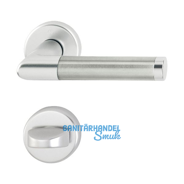 Dr�ckergarnitur AMSTERDAM - auf Rosette WC, 37 - 47, silber eloxiert/Edelstahl