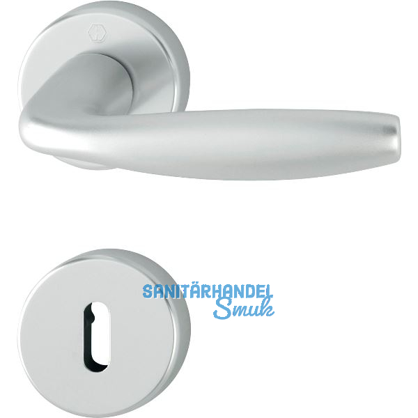 Dr�ckergarnitur NEW YORK - auf Rosette BB, 37 - 42, Alu silber eloxiert