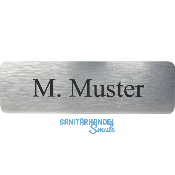 Namensschild eckig mit Gravur, Edelstahl Effekt