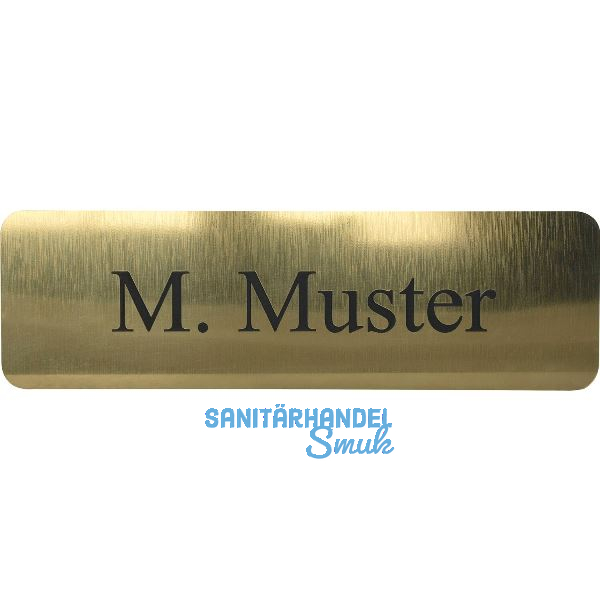 Namensschild eckig mit Gravur, goldfarbig