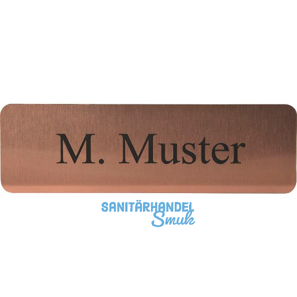 Namensschild eckig mit Gravur, kupferfarbig