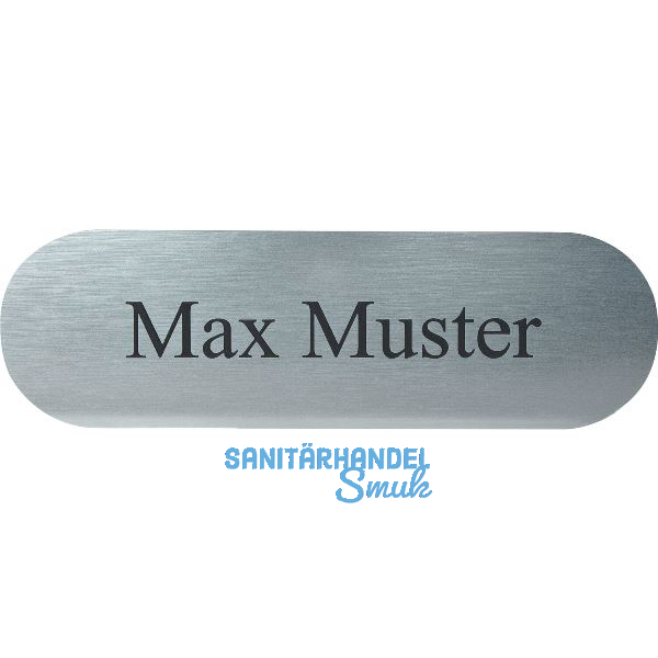 Namensschild oval mit Gravur, Edelstahl Effekt