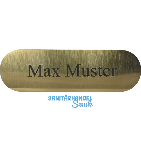 Namensschild oval mit Gravur, goldfarbig