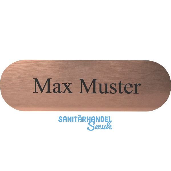 Namensschild oval mit Gravur, kupferfarbig