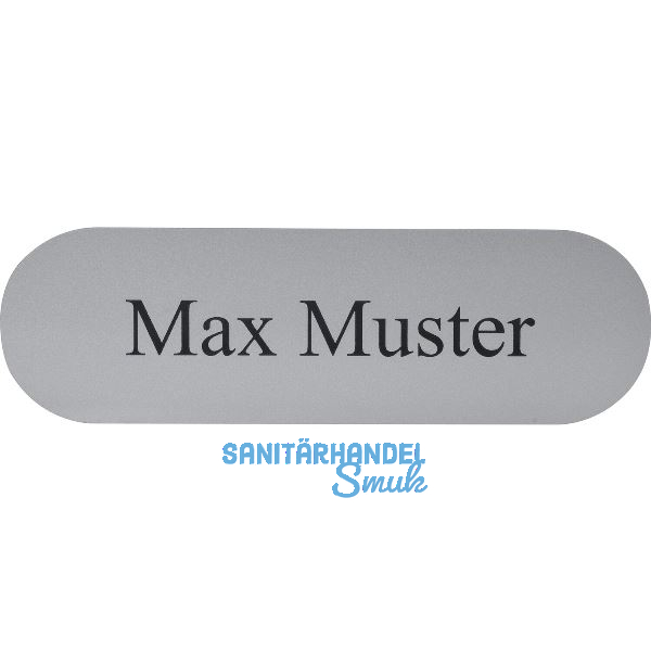 Namensschild oval mit Gravur, alufarbig