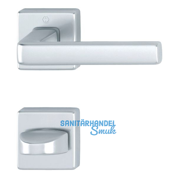 Dr�ckergarnitur DUBLIN auf Rosette eckig WC, Aluminium silber eloxiert