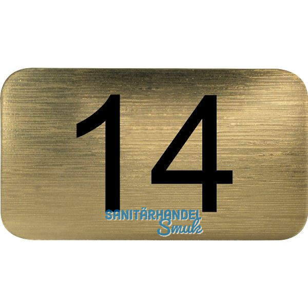 Nummernschild selbstklebend, 35 x 20 mm, Type 14, Kunststoff gold metallic