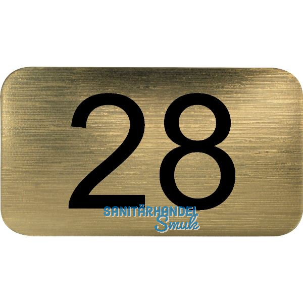 Nummernschild selbstklebend, 35 x 20 mm, Type 28, Kunststoff gold metallic