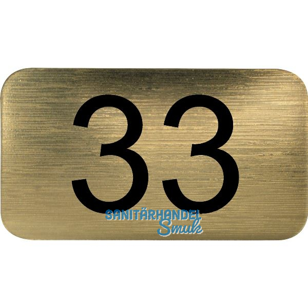 Nummernschild selbstklebend, 35 x 20 mm, Type 33, Kunststoff gold metallic