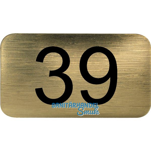 Nummernschild selbstklebend, 35 x 20 mm, Type 39, Kunststoff gold metallic