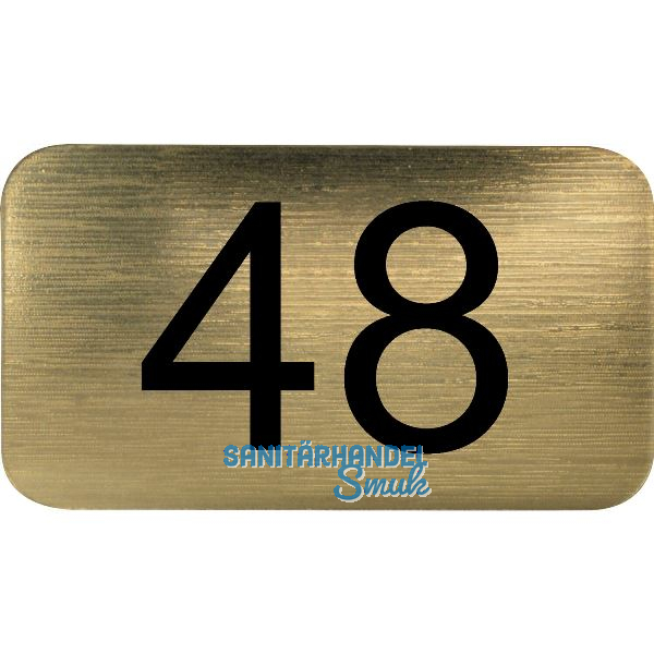 Nummernschild selbstklebend, 35 x 20 mm, Type 48, Kunststoff gold metallic