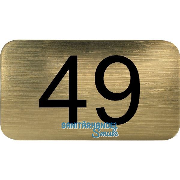 Nummernschild selbstklebend, 35 x 20 mm, Type 49, Kunststoff gold metallic
