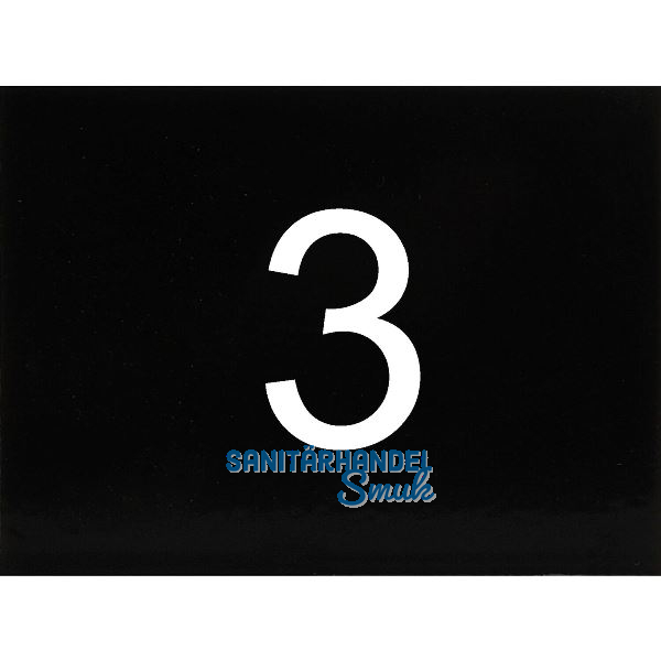 Nummernschild selbstklebend, 40 x 30 mm, Type 3, Kunststoff schwarz gl�nzend