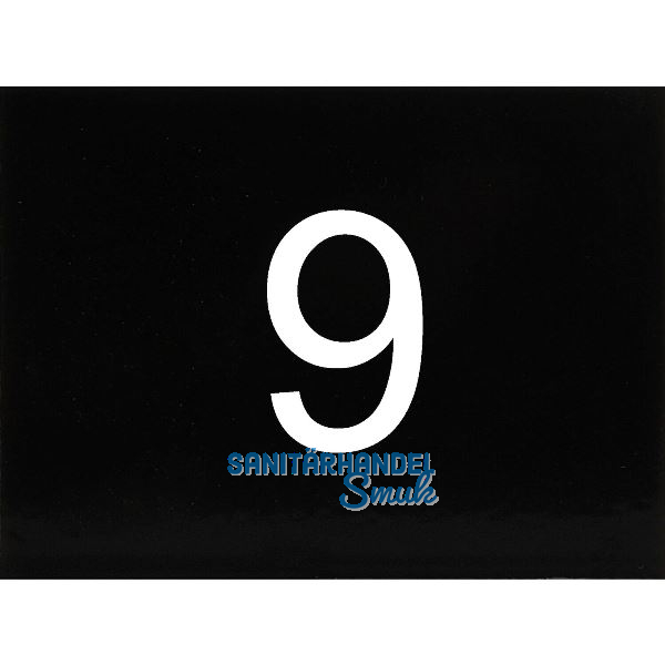 Nummernschild selbstklebend, 40 x 30 mm, Type 9, Kunststoff schwarz gl�nzend