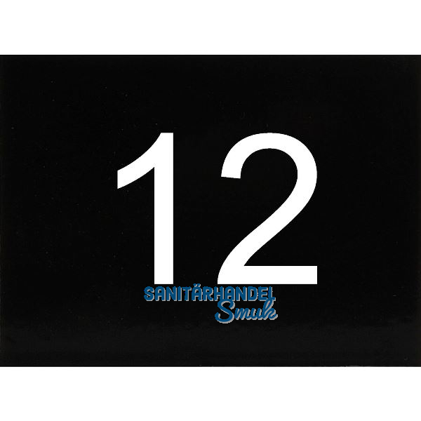 Nummernschild selbstklebend, 40 x 30 mm, Type 12, Kunststoff schwarz gl�nzend