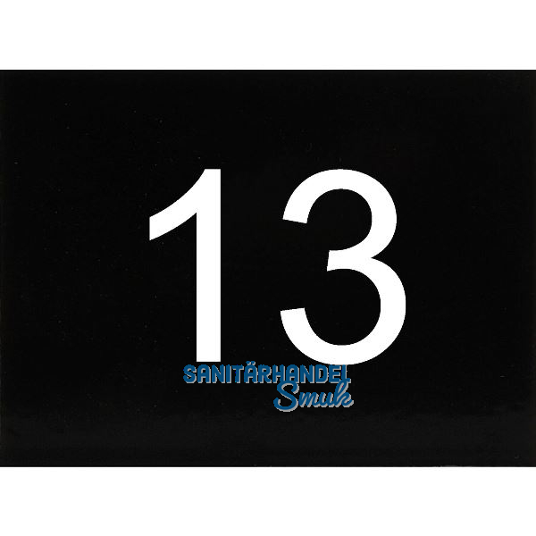 Nummernschild selbstklebend, 40 x 30 mm, Type 13, Kunststoff schwarz gl�nzend