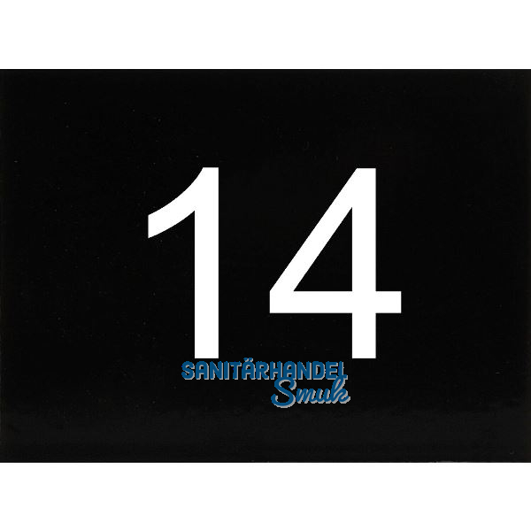 Nummernschild selbstklebend, 40 x 30 mm, Type 14, Kunststoff schwarz gl�nzend