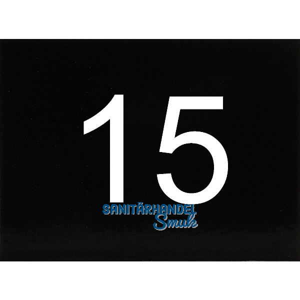 Nummernschild selbstklebend, 40 x 30 mm, Type 15, Kunststoff schwarz gl�nzend