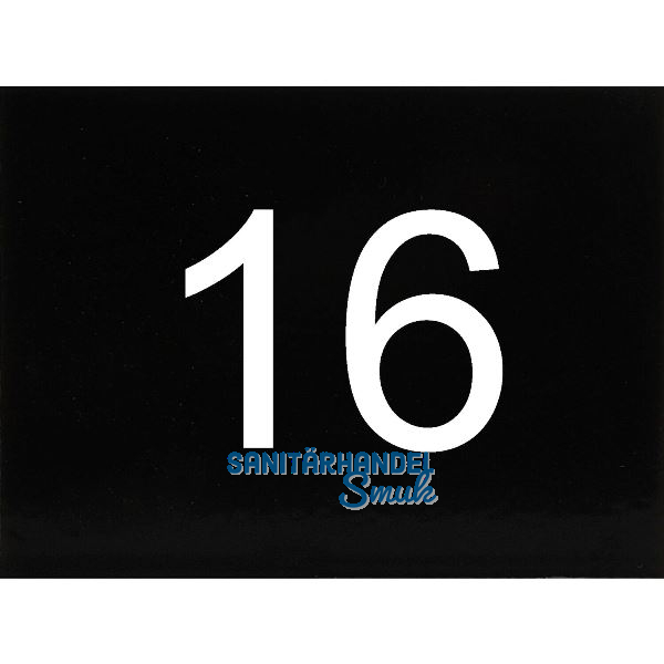 Nummernschild selbstklebend, 40 x 30 mm, Type 16, Kunststoff schwarz gl�nzend