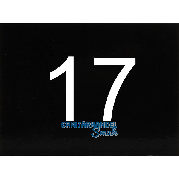 Nummernschild selbstklebend, 40 x 30 mm, Type 17, Kunststoff schwarz gl�nzend