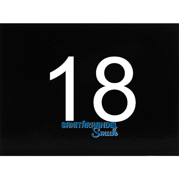 Nummernschild selbstklebend, 40 x 30 mm, Type 18, Kunststoff schwarz gl�nzend