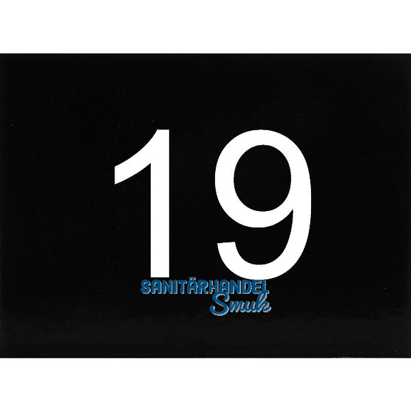 Nummernschild selbstklebend, 40 x 30 mm, Type19, Kunststoff schwarz gl�nzend
