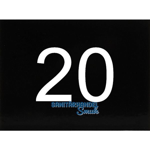 Nummernschild selbstklebend, 40 x 30 mm, Type 20, Kunststoff schwarz gl�nzend