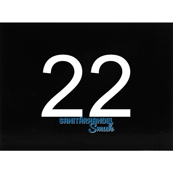 Nummernschild selbstklebend, 40 x 30 mm, Type 22, Kunststoff schwarz gl�nzend