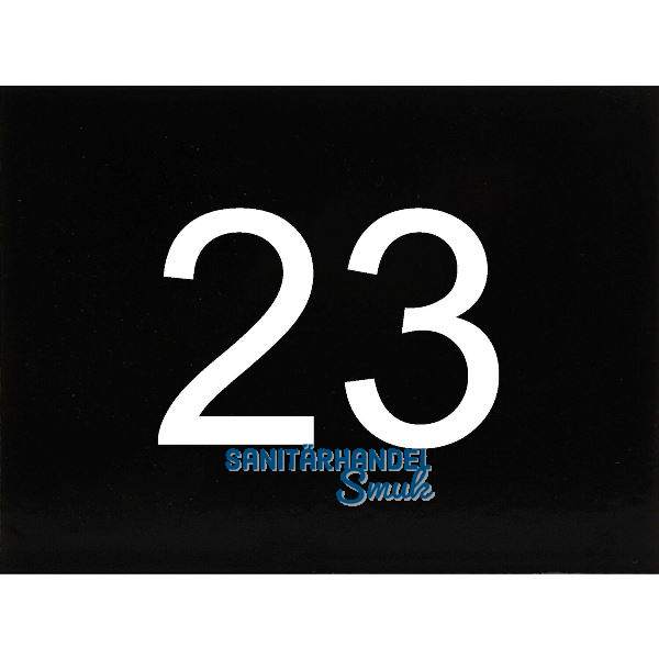 Nummernschild selbstklebend, 40 x 30 mm, Type 23, Kunststoff schwarz gl�nzend
