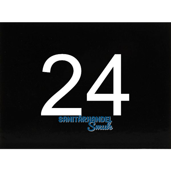 Nummernschild selbstklebend, 40 x 30 mm, Type 24, Kunststoff schwarz gl�nzend