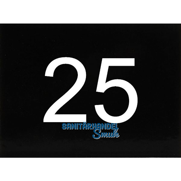 Nummernschild selbstklebend, 40 x 30 mm, Type 25, Kunststoff schwarz gl�nzend