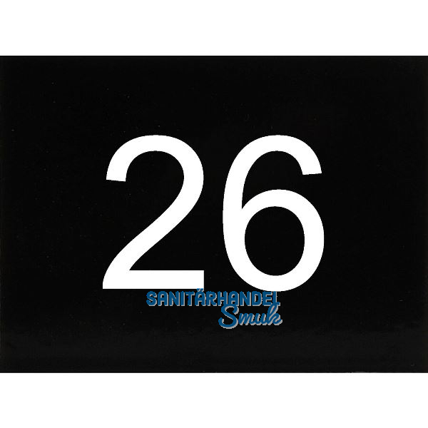 Nummernschild selbstklebend, 40 x 30 mm, Type 26, Kunststoff schwarz gl�nzend