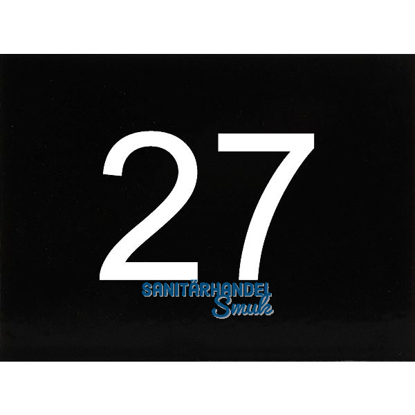 Nummernschild selbstklebend, 40 x 30 mm, Type 27, Kunststoff schwarz gl�nzend