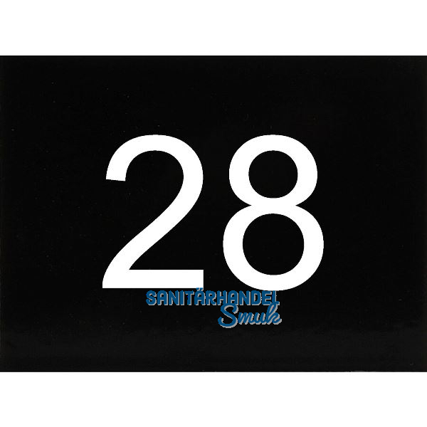 Nummernschild selbstklebend, 40 x 30 mm, Type 28, Kunststoff schwarz gl�nzend