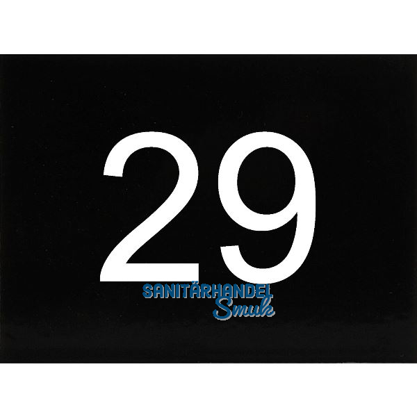 Nummernschild selbstklebend, 40 x 30 mm, Type 29, Kunststoff schwarz gl�nzend
