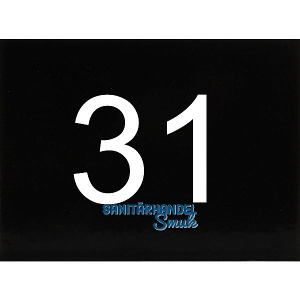 Nummernschild selbstklebend, 40 x 30 mm, Type 31, Kunststoff schwarz gl�nzend