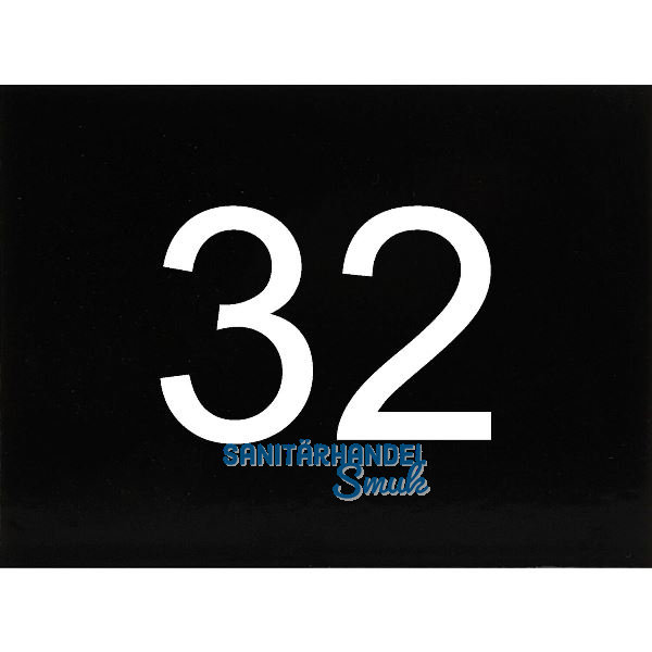 Nummernschild selbstklebend, 40 x 30 mm, Type 32, Kunststoff schwarz gl�nzend