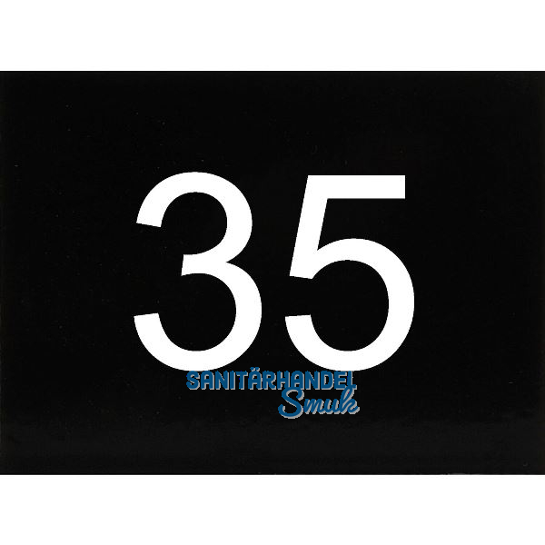 Nummernschild selbstklebend, 40 x 30 mm, Type 35, Kunststoff schwarz gl�nzend