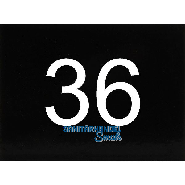 Nummernschild selbstklebend, 40 x 30 mm, Type 36, Kunststoff schwarz gl�nzend
