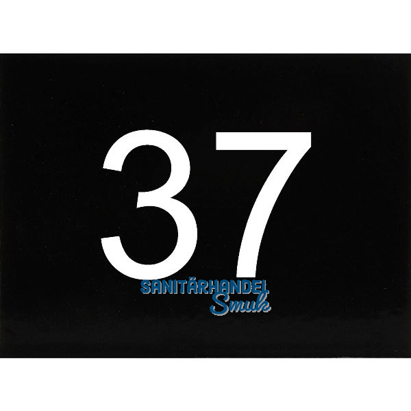 Nummernschild selbstklebend, 40 x 30 mm, Type 37, Kunststoff schwarz gl�nzend